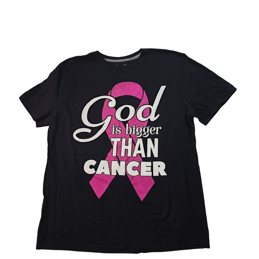 Take That God is Bigger Than Cancer Breast‎ Cancer Awareness T-Shirt Black 2XL